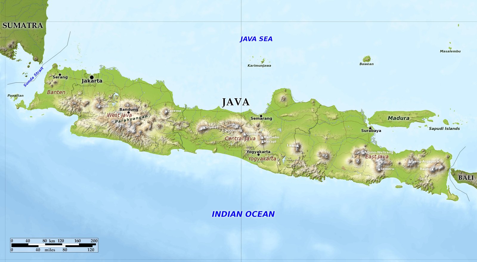 Blue Green Atlas Free Relief Map Of Indonesia Java Blue Green Atlas Free Relief Map Of Indonesia Java