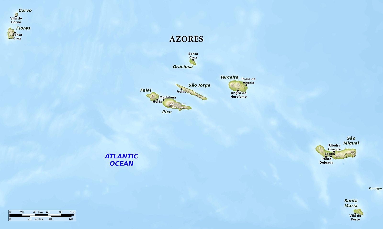 Portugal Map In Europe Azores